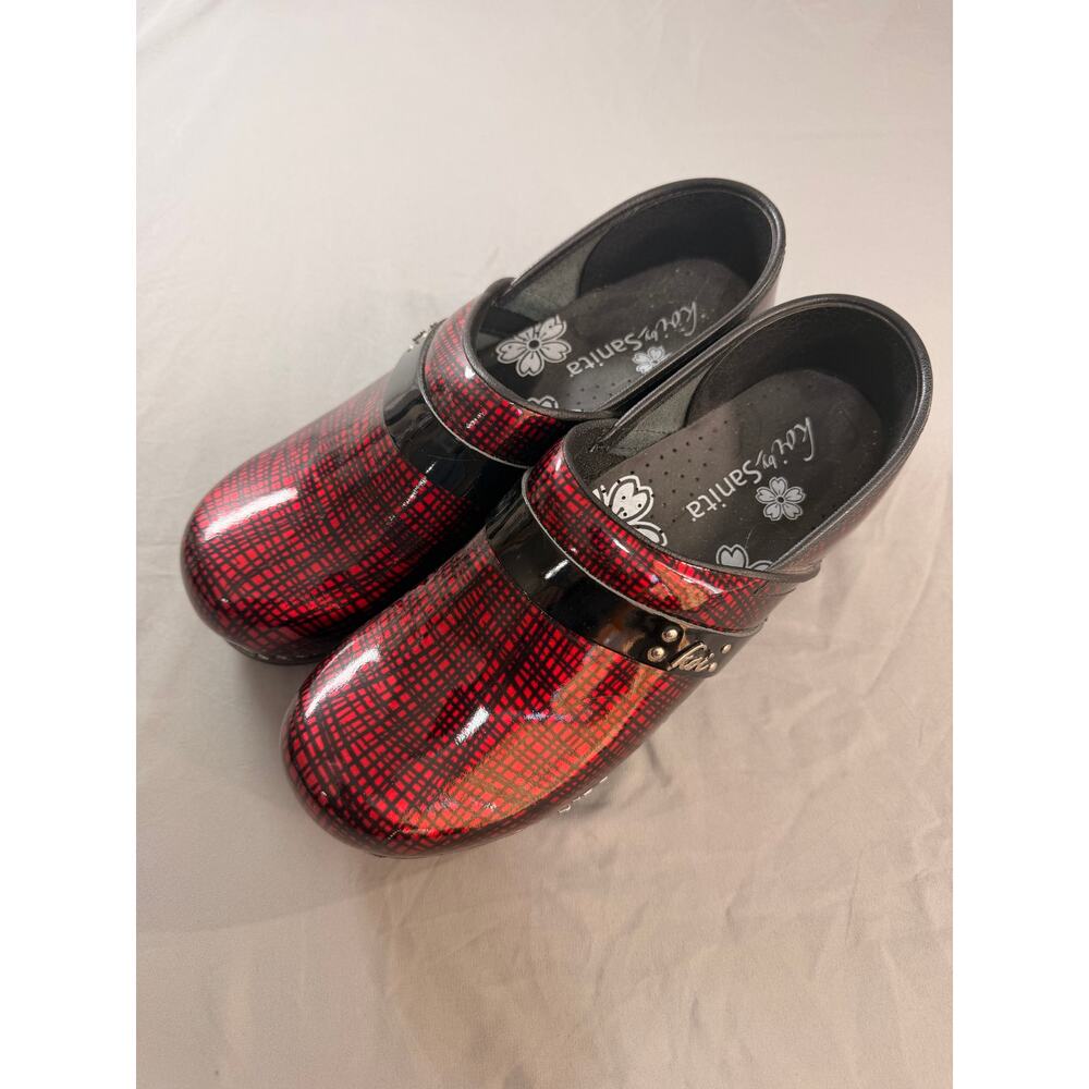 Sanita Red and Black Patent Leather Clogs